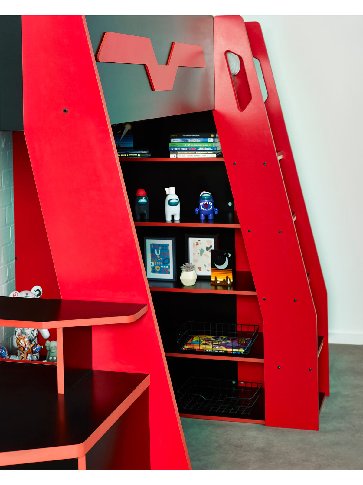 Eagle Single Gaming Highsleeper Bed - Black and Red