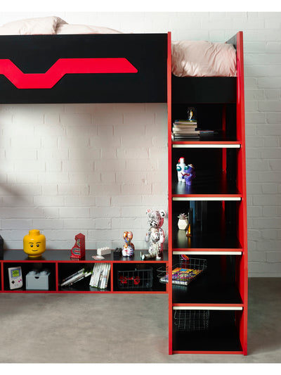 Eagle Single Gaming Highsleeper Bed - Black and Red