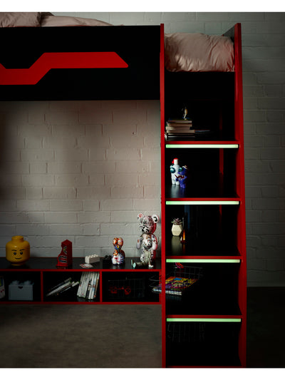 Eagle Single Gaming Highsleeper Bed - Black and Red