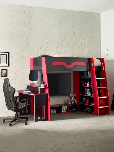 Eagle Single Gaming Highsleeper Bed - Black and Red – Julian Bowen, view 2