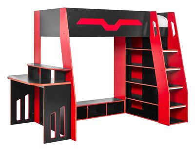 Eagle Single Gaming Highsleeper Bed - Black and Red – Julian Bowen