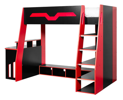 Eagle Single Gaming Highsleeper Bed - Black and Red – Julian Bowen, view 4