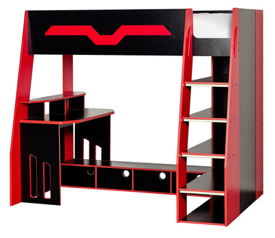 Eagle Single Gaming Highsleeper Bed - Black and Red – Julian Bowen, view 5