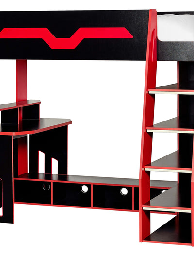 Eagle Single Gaming Highsleeper Bed - Black and Red
