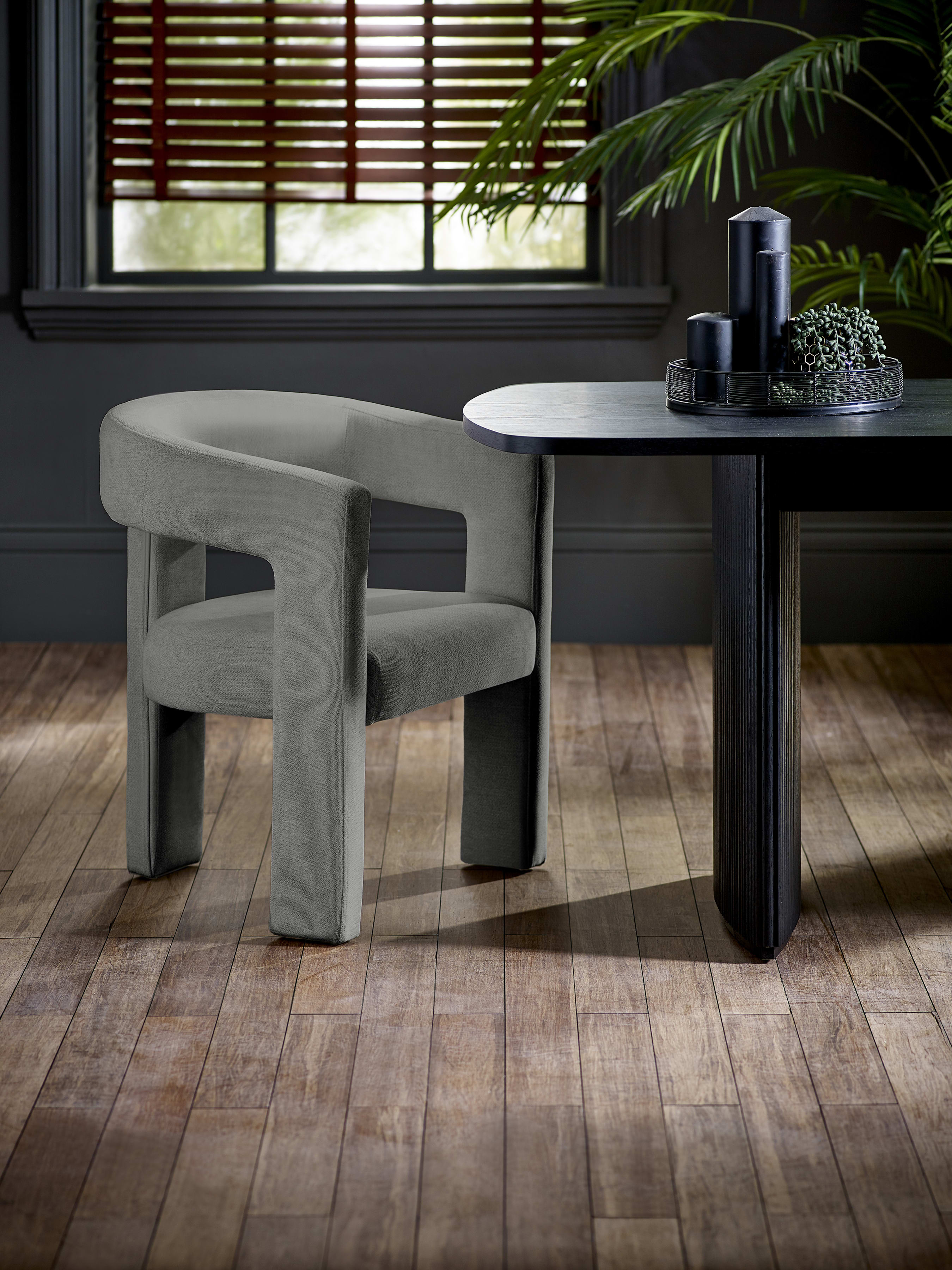 Elara Grey Chenille Upholstered Chair