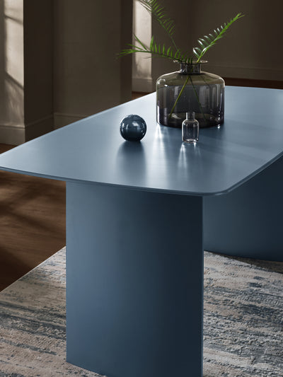 Element Rectangular Glass Table – Matt Blue