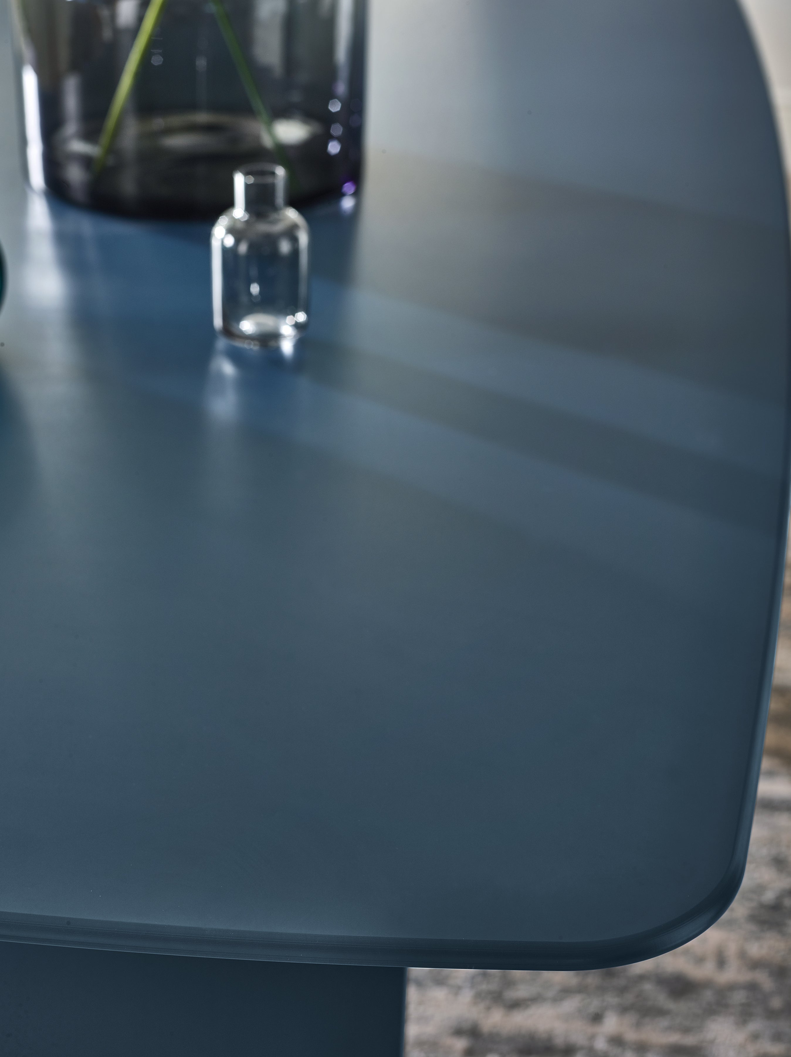 Element Rectangular Glass Table – Matt Blue