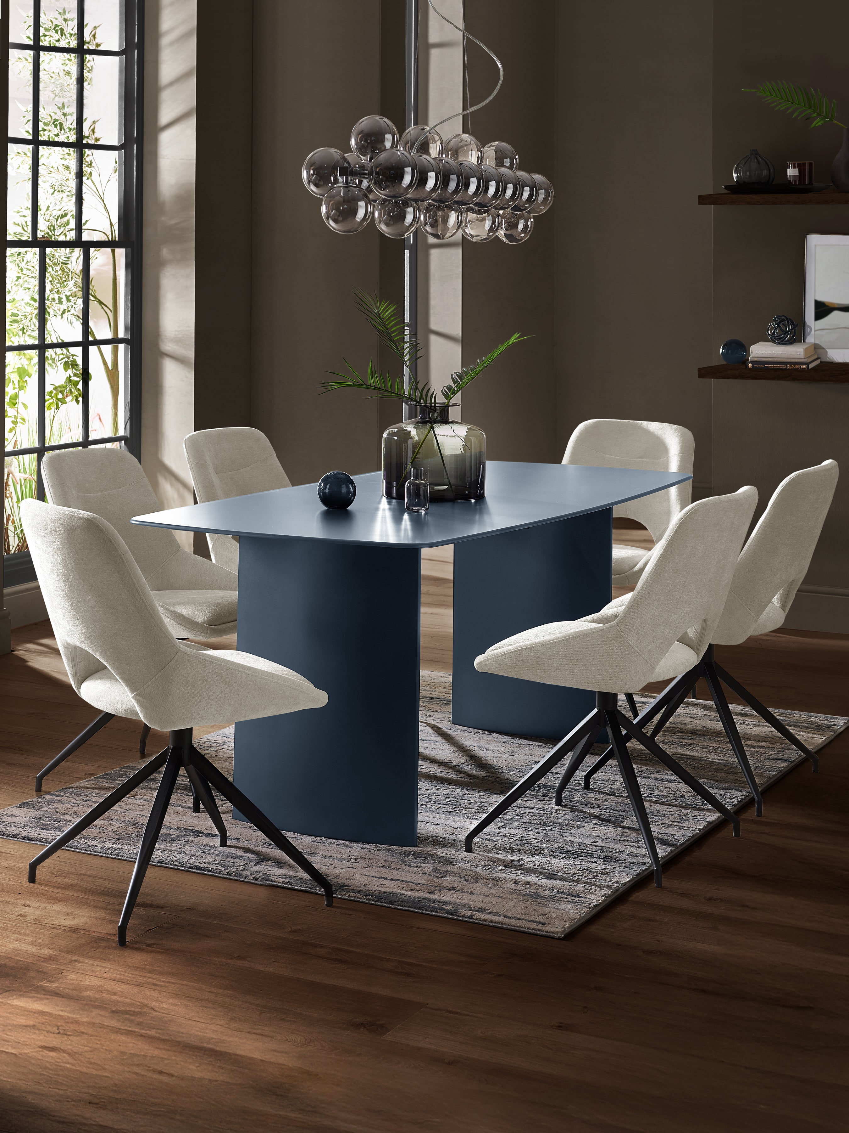Element Rectangular Glass Table – Matt Blue