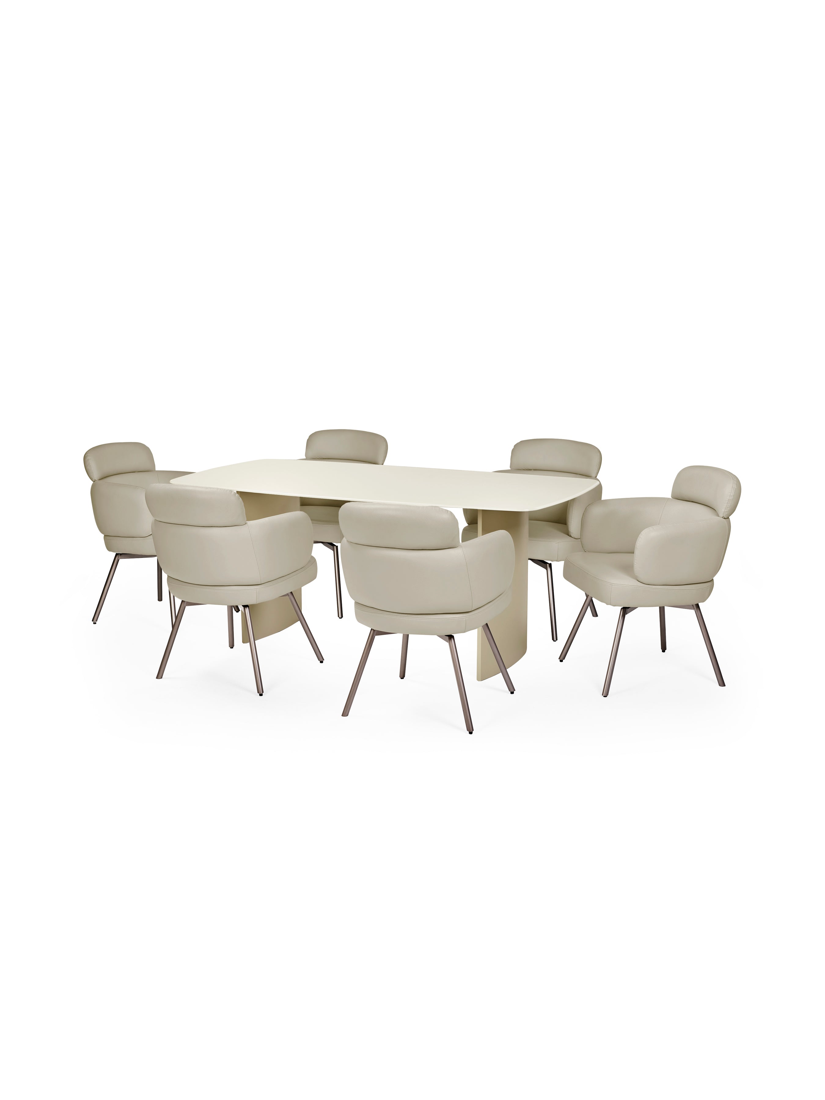 Element Rectangular Glass Table – Matt Cream