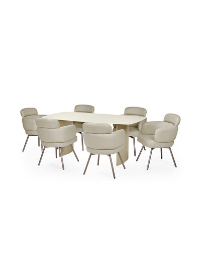 Element Rectangular Glass Table – Matt Cream