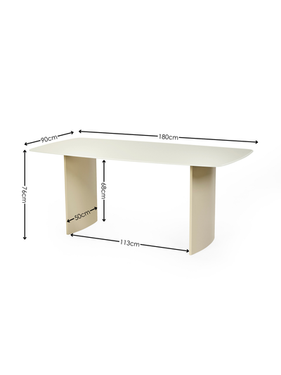 Element Rectangular Glass Table – Matt Cream