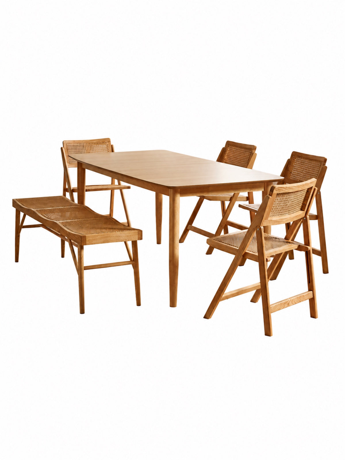 Elodie Folding Rattan Chair (Set of 2) – Natural Solid Ash