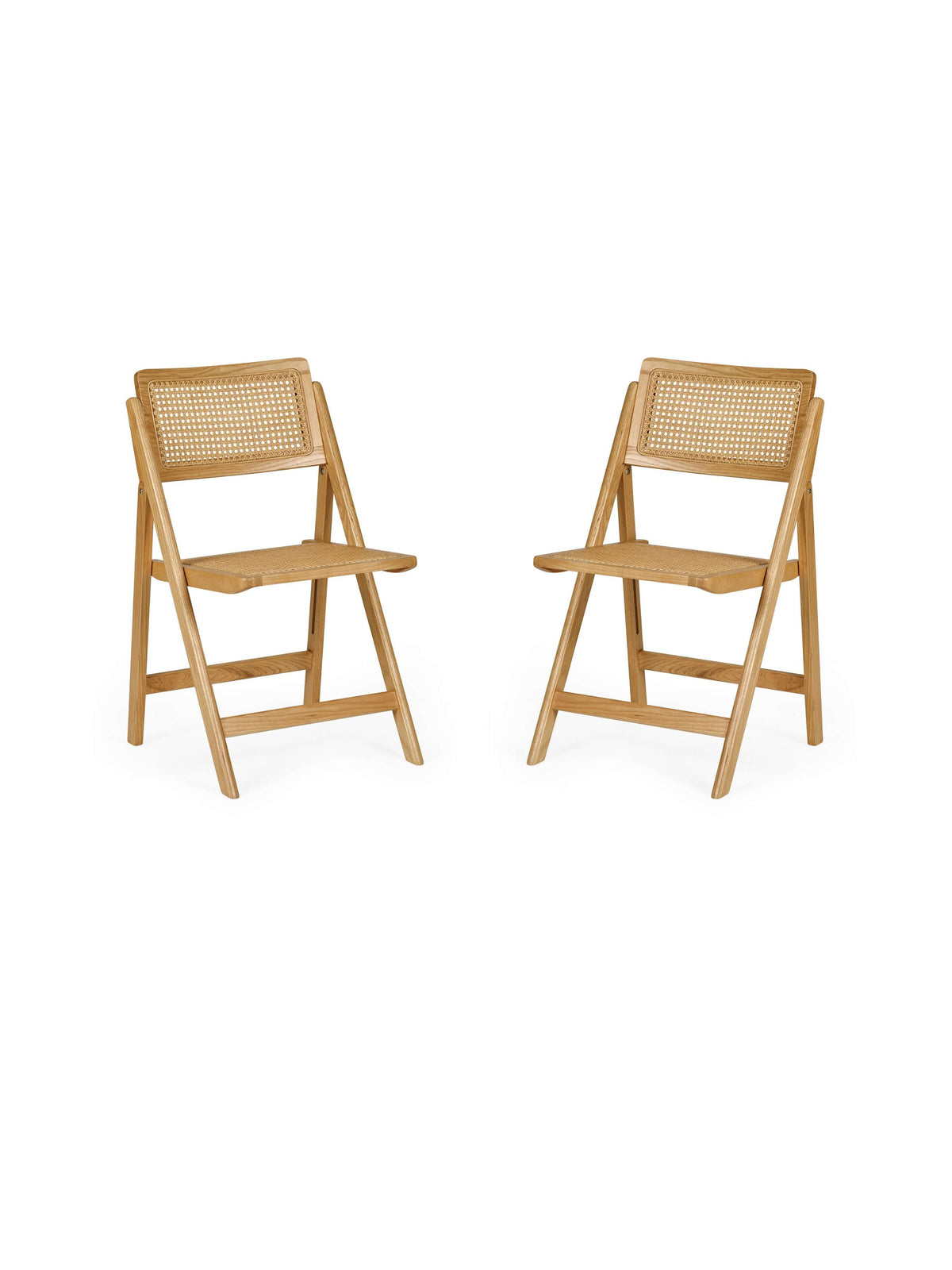 Elodie Folding Rattan Chair (Set of 2) – Natural Solid Ash