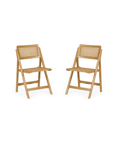 Elodie Folding Rattan Chair (Set of 2) – Natural Solid Ash