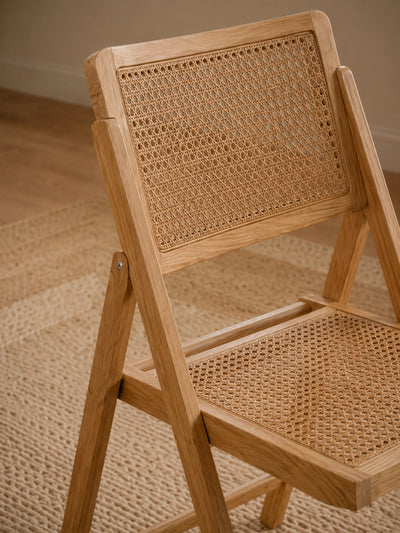 Elodie Folding Rattan Chair (Set of 2) – Natural Solid Ash