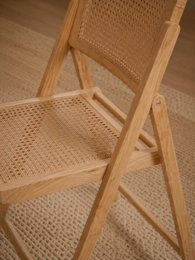 Elodie Folding Rattan Chair (Set of 2) – Natural Solid Ash