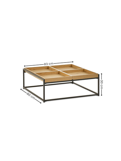 Ezra 83cm Square Tray Coffee Table – Light Oak Effect