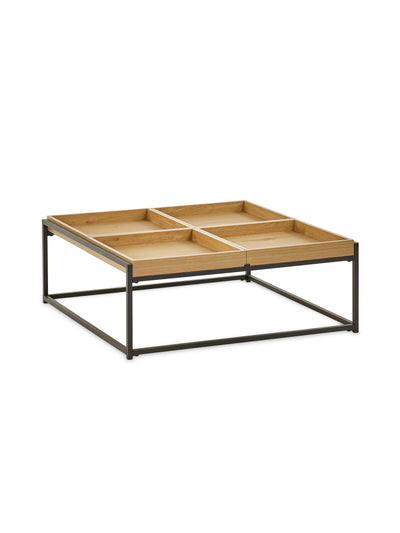 Ezra 83cm Square Tray Coffee Table – Light Oak Effect