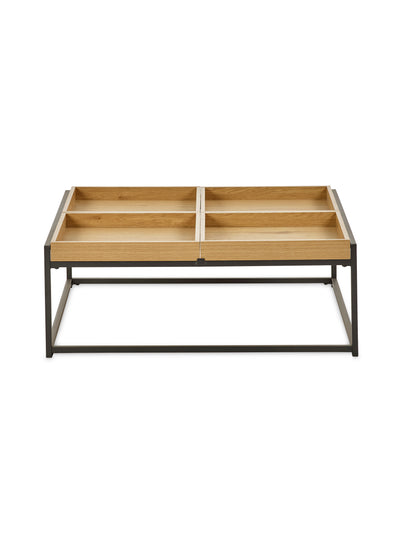Ezra 83cm Square Tray Coffee Table – Light Oak Effect