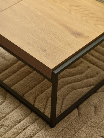 Ezra 83cm Square Tray Coffee Table – Light Oak Effect