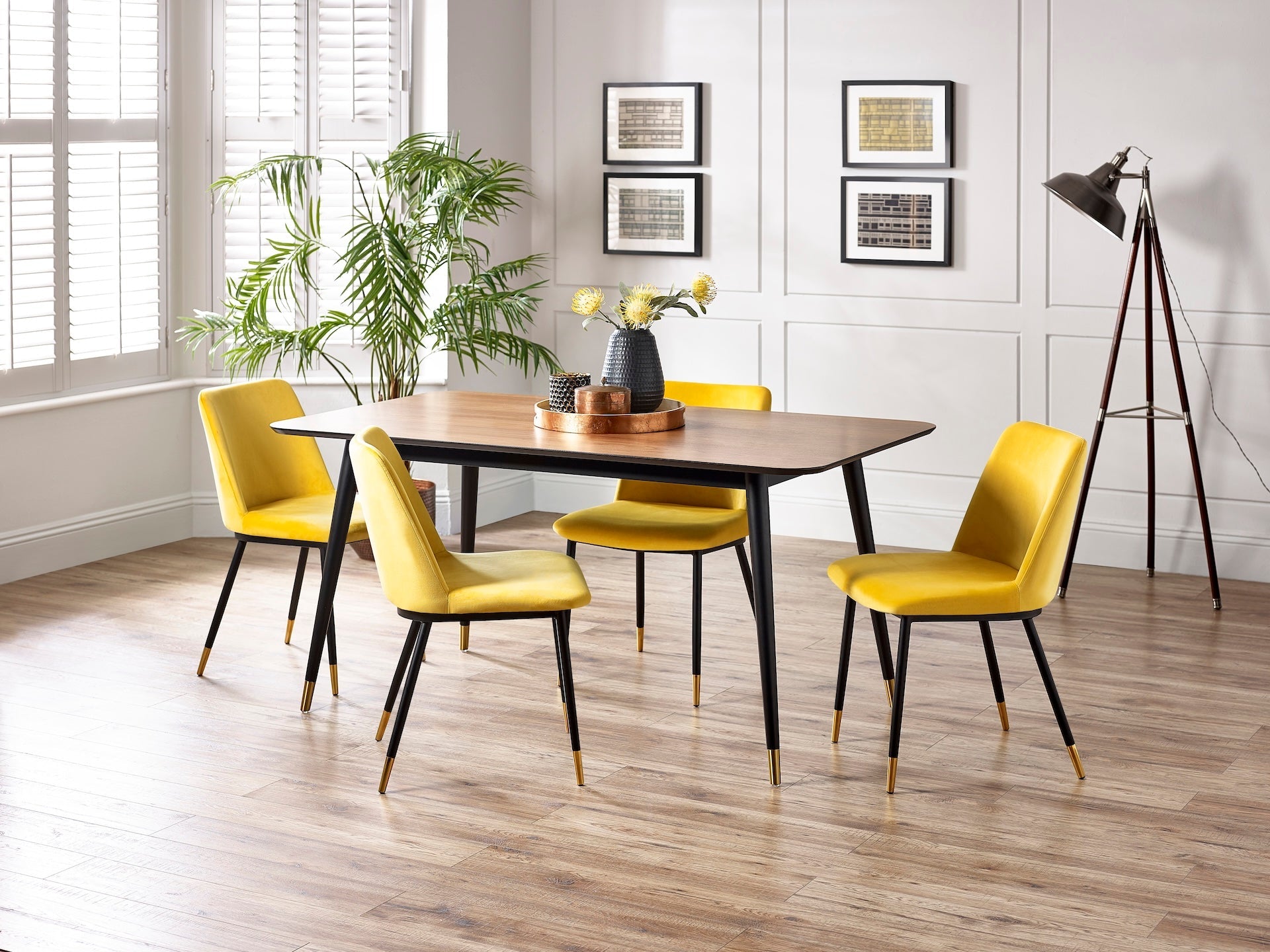 Findlay Rectangular Dining Table - Walnut & Black – Julian Bowen, view 10