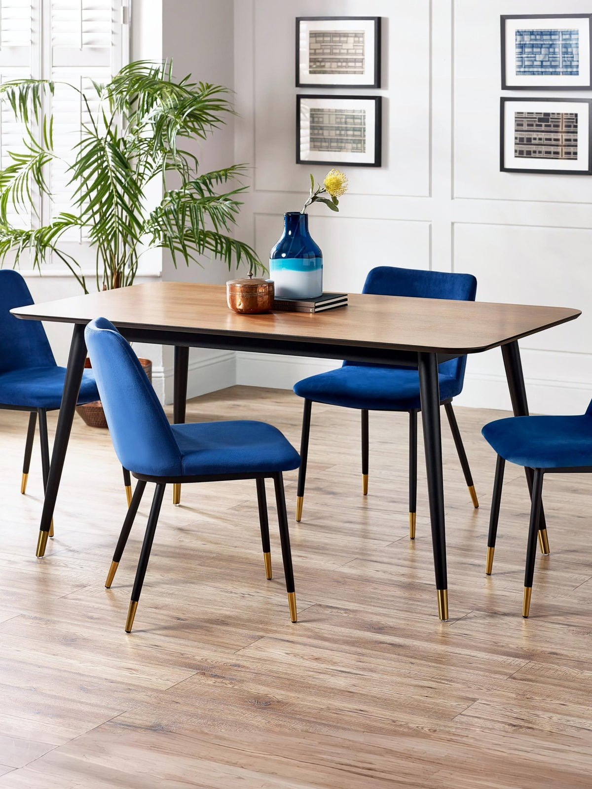 Findlay Rectangular Dining Table - Walnut & Black