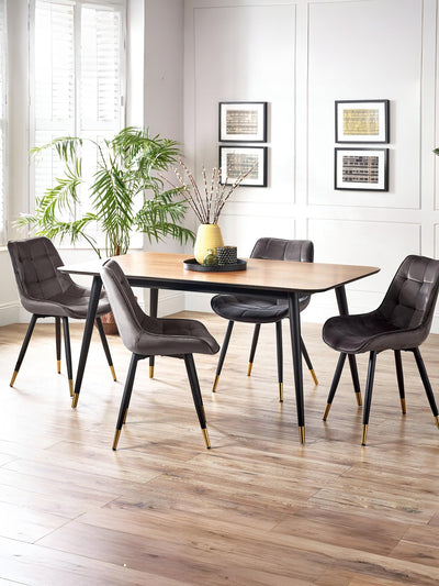 Findlay Rectangular Dining Table - Walnut & Black – Julian Bowen, view 2