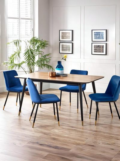 Findlay Rectangular Dining Table - Walnut & Black – Julian Bowen, view 4