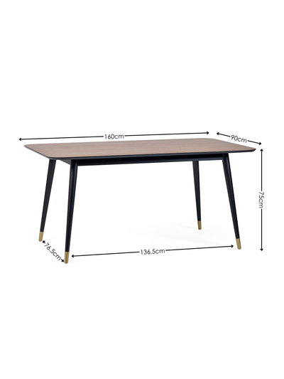 Findlay Rectangular Dining Table - Walnut & Black
