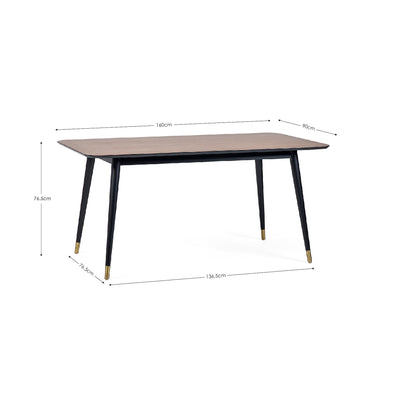 Findlay Rectangular Dining Table - Walnut & Black – Julian Bowen, view 5