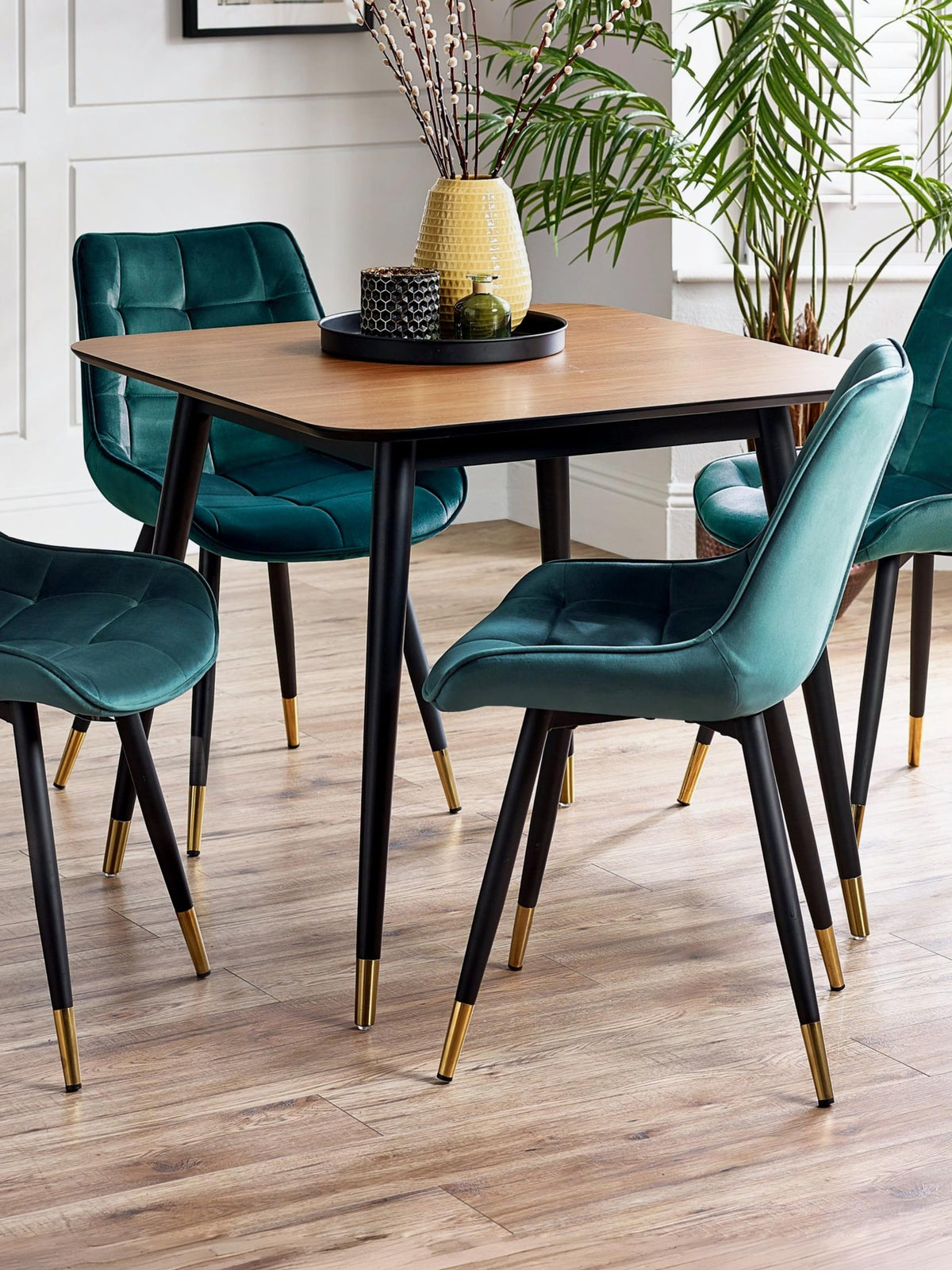 Findlay Square Dining Table - Walnut & Black