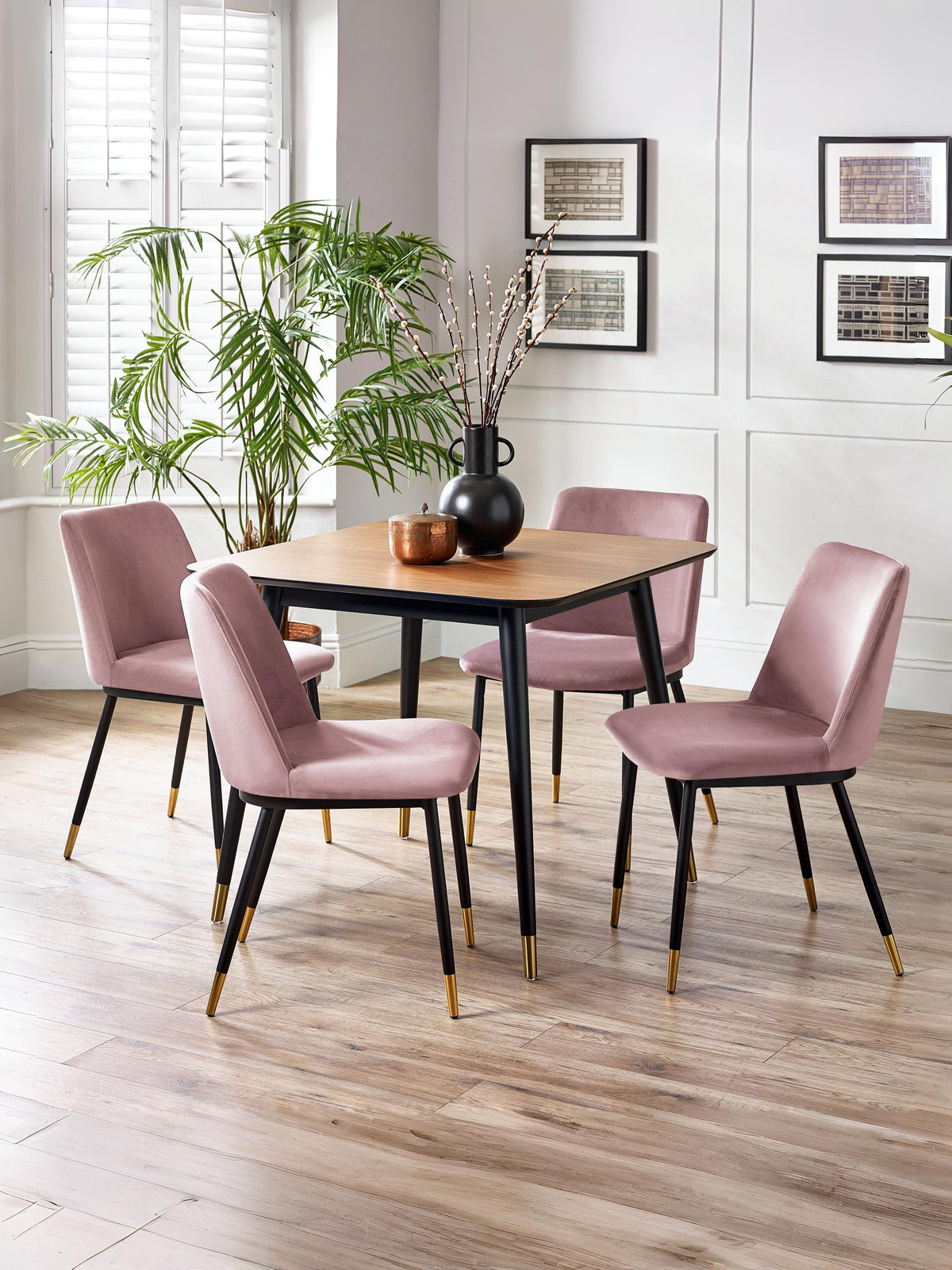 Findlay Square Dining Table - Walnut & Black