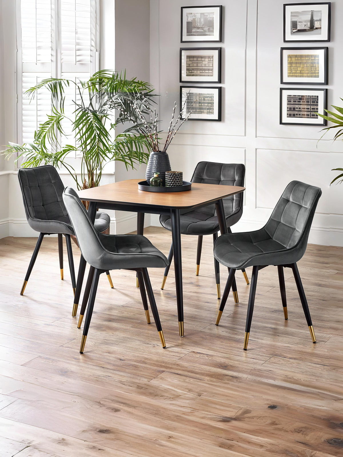 Findlay Square Dining Table - Walnut & Black
