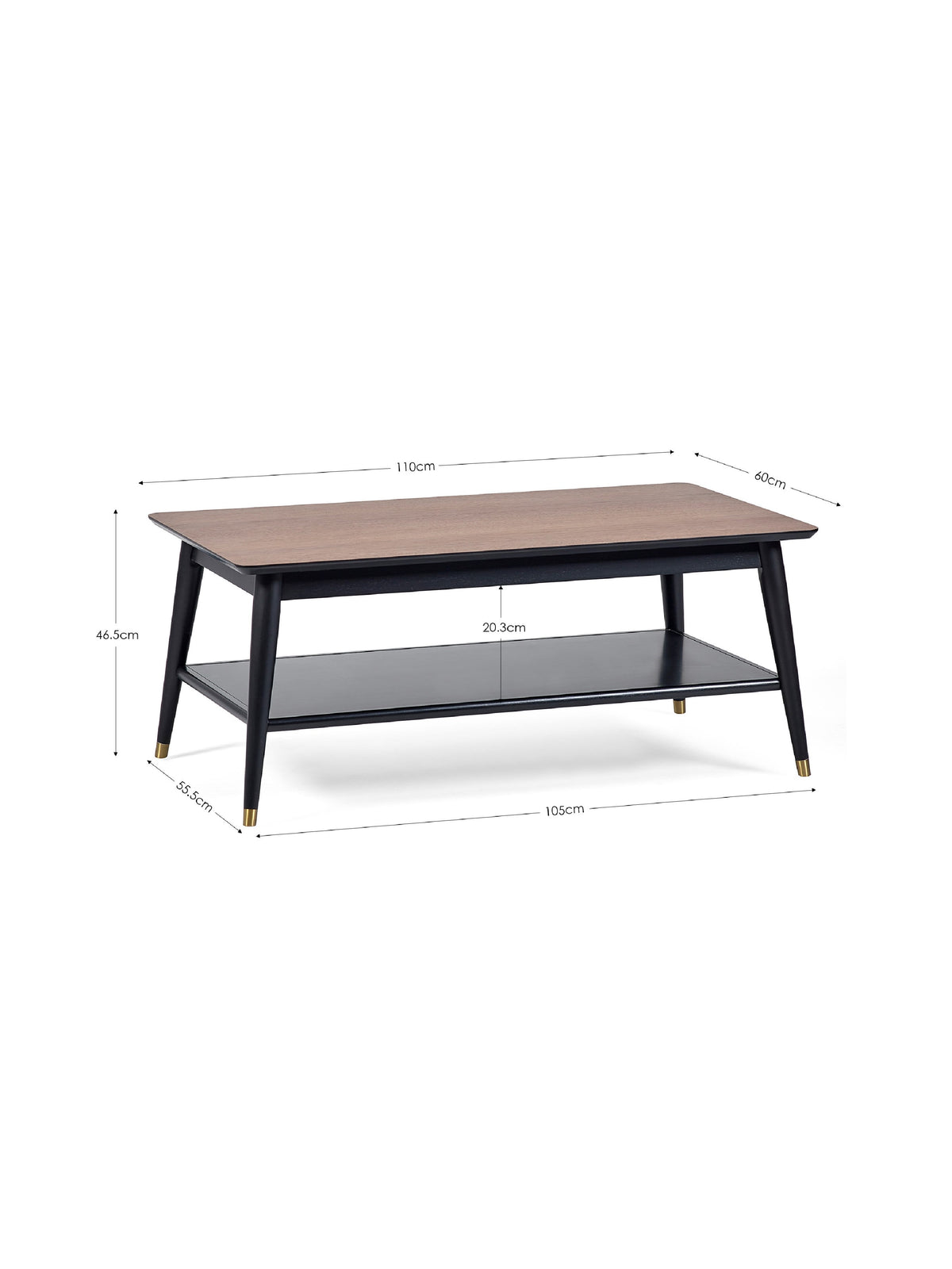 Findlay Coffee Table With Shelf - Walnut & Black
