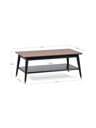 Findlay Coffee Table With Shelf - Walnut & Black