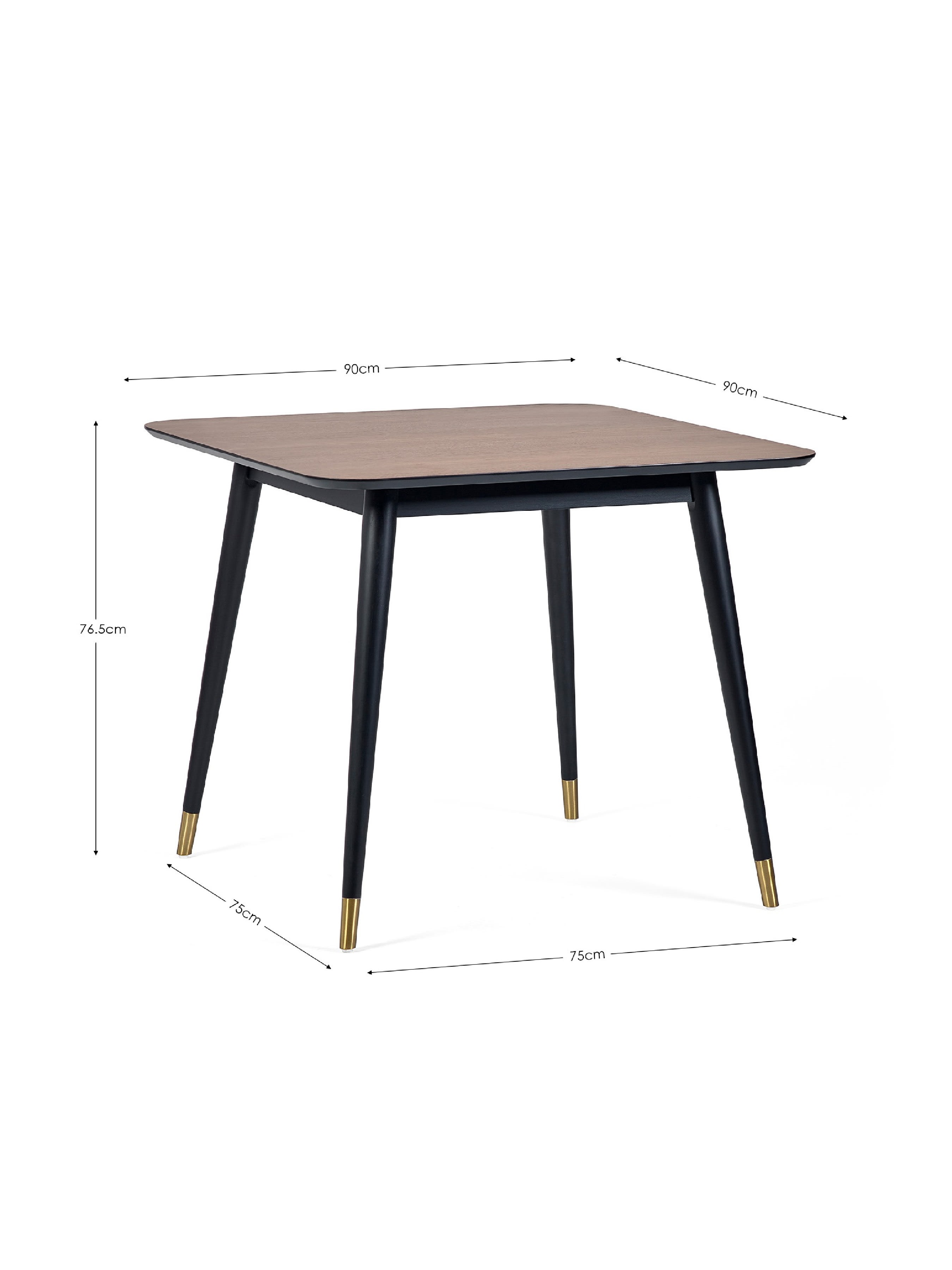 Findlay Square Table and 4 Grey Hadid Chairs – Walnut Effect and Black