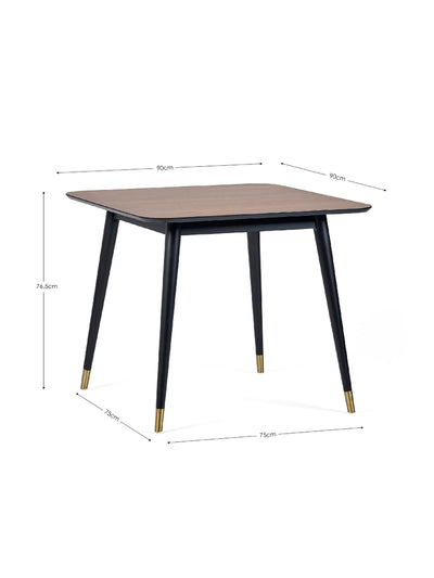 Findlay Square Table and 4 Grey Delaunay Chairs – Walnut Effect and Black