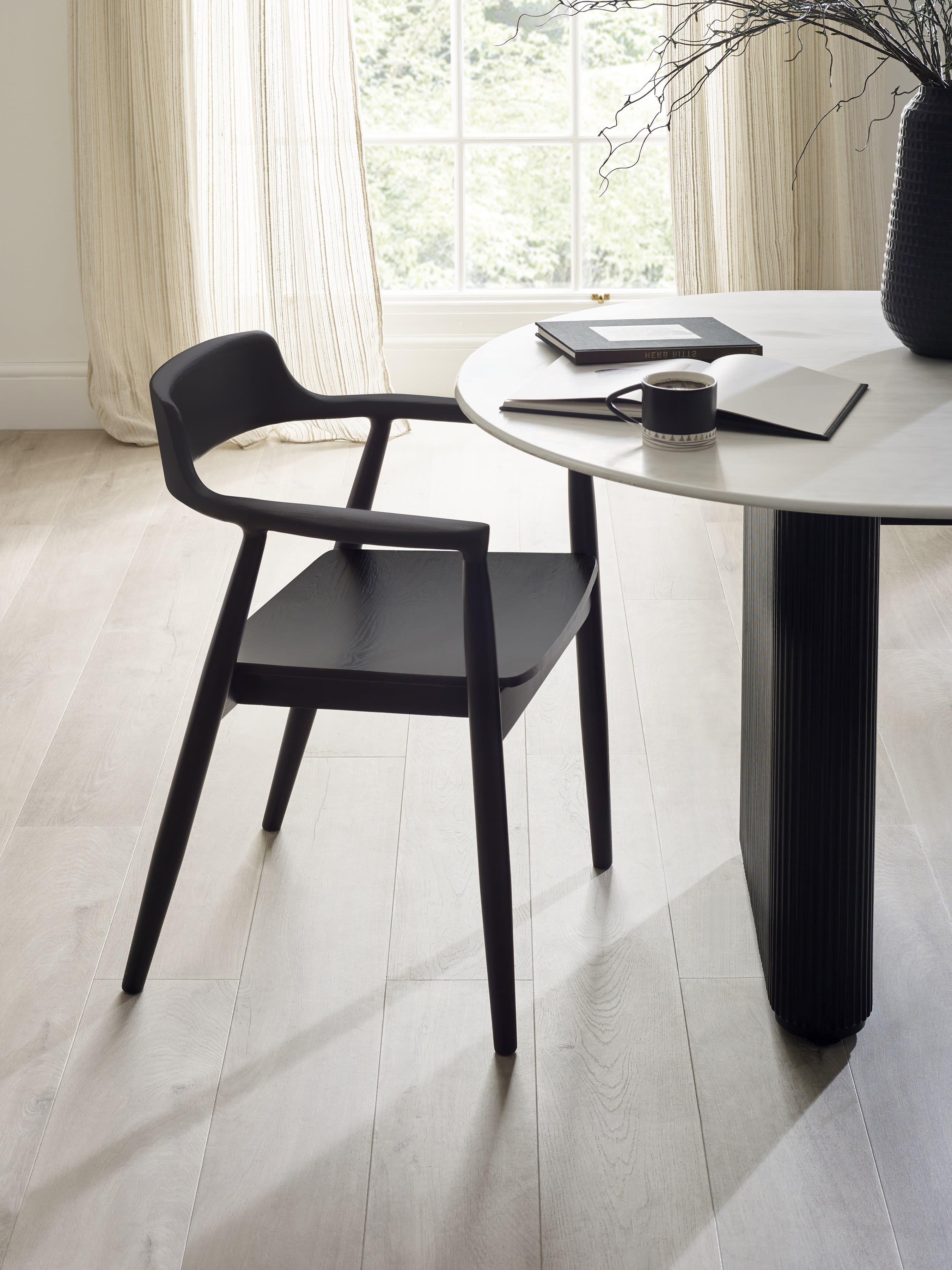 Set of 2 Franklin Dining Chair with Arms – Black Ash Effect