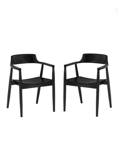 Set of 2 Franklin Dining Chair with Arms – Black Ash Effect
