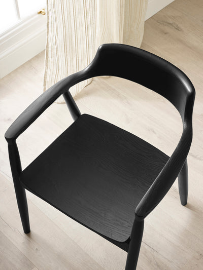 Set of 2 Franklin Dining Chair with Arms – Black Ash Effect