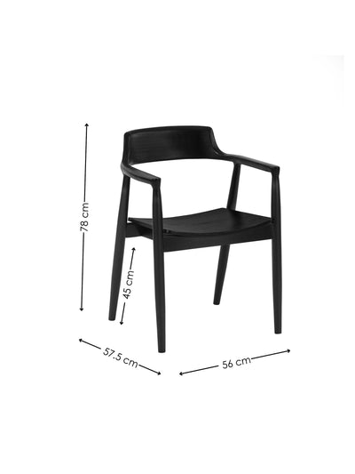 Set of 2 Franklin Dining Chair with Arms – Black Ash Effect