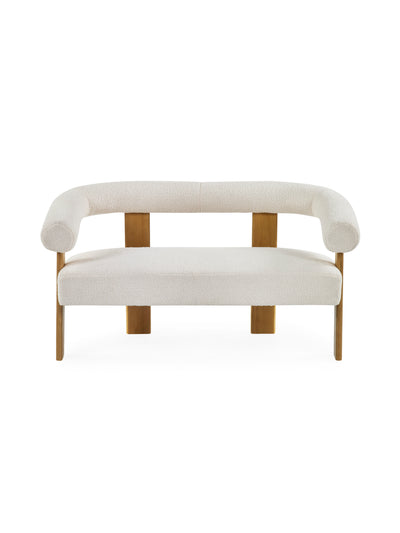 Freya White Boucle Upholstered 2 Seater Sofa with Solid Wood Legs