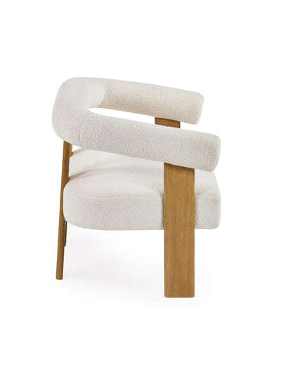 Freya White Boucle Upholstered 2 Seater Sofa with Solid Wood Legs
