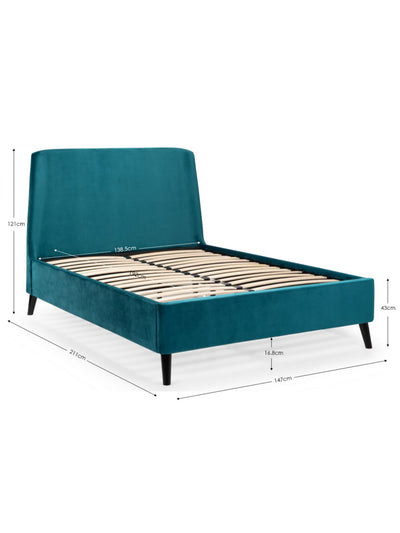 Frida Curved Velvet Bed - Teal