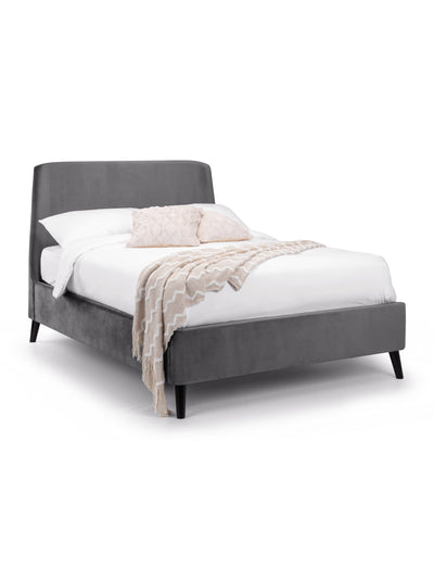 Frida Curved Velvet Bed - Grey