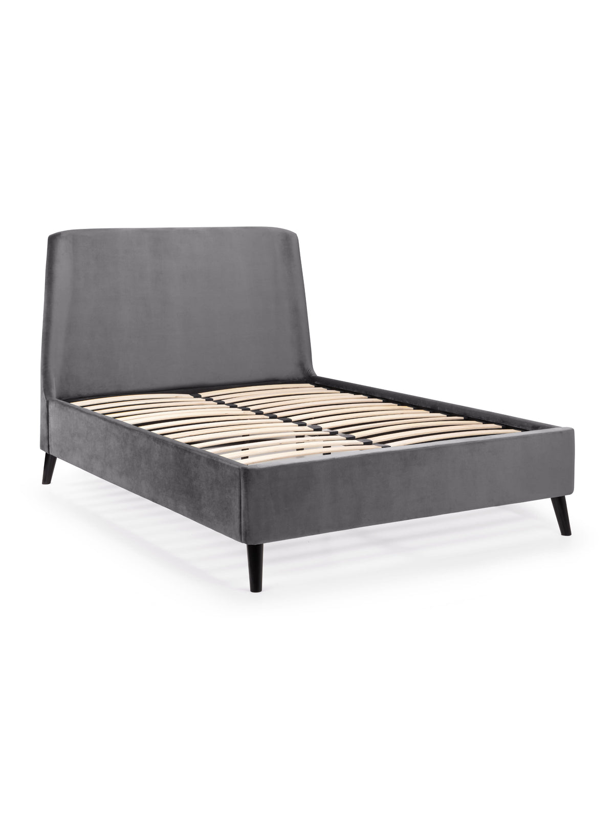 Frida Curved Velvet Bed - Grey