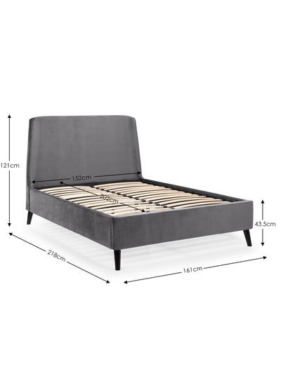 Frida Curved Velvet Bed - Grey