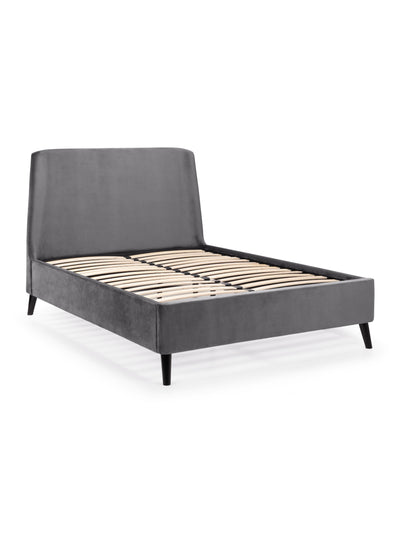 Frida Curved Velvet Bed - Grey