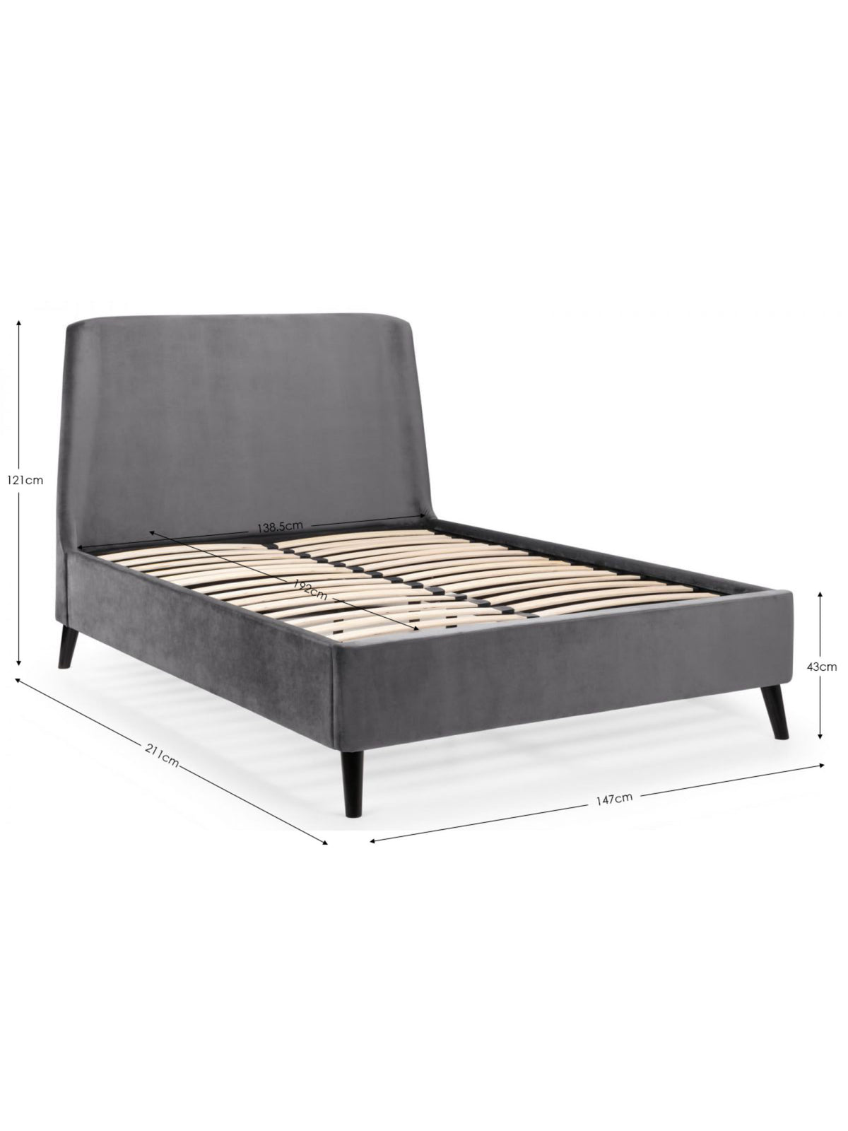 Frida Curved Velvet Bed - Grey