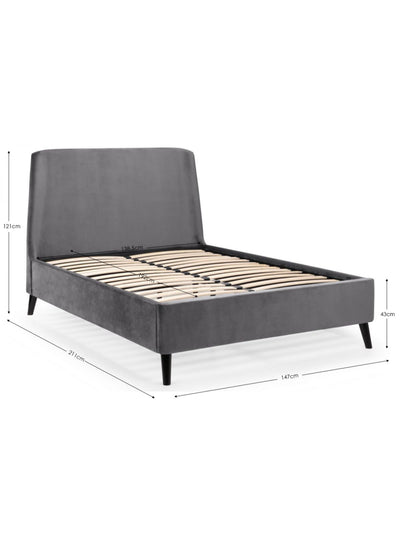 Frida Curved Velvet Bed - Grey